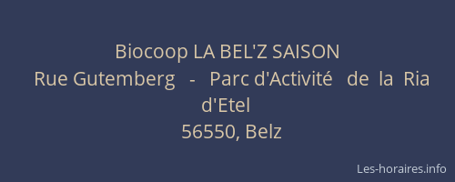 Biocoop LA BEL'Z SAISON
