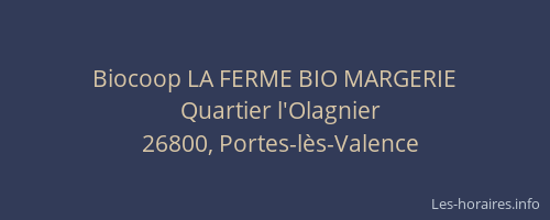 Biocoop LA FERME BIO MARGERIE