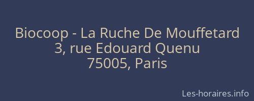 Biocoop - La Ruche De Mouffetard