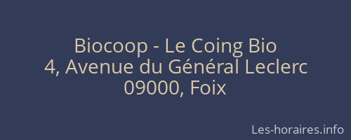 Biocoop - Le Coing Bio