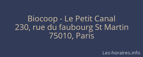 Biocoop - Le Petit Canal