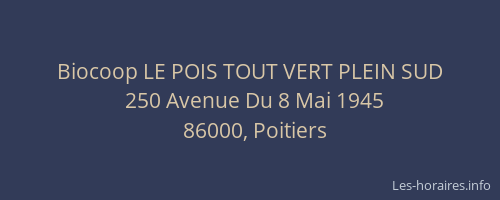 Biocoop LE POIS TOUT VERT PLEIN SUD