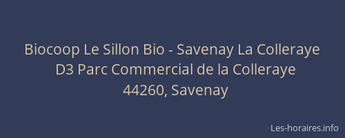 Biocoop Le Sillon Bio - Savenay La Colleraye