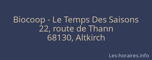 Biocoop - Le Temps Des Saisons
