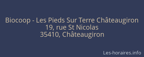 Biocoop - Les Pieds Sur Terre Châteaugiron