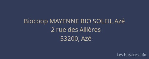 Biocoop MAYENNE BIO SOLEIL Az&eacute;