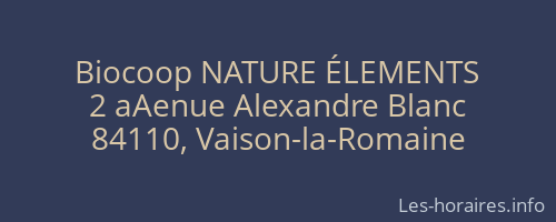 Biocoop NATURE &Eacute;LEMENTS