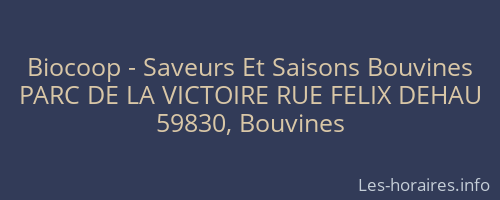Biocoop - Saveurs Et Saisons Bouvines