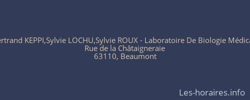 Biologistes : Bertrand KEPPI,Sylvie LOCHU,Sylvie ROUX - Laboratoire De Biologie Médicale Gen-Bio De