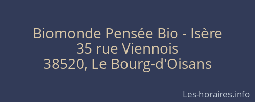 Biomonde Pensée Bio - Isère