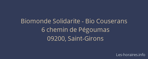 Biomonde Solidarite - Bio Couserans