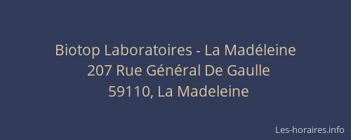 Biotop Laboratoires - La Madéleine