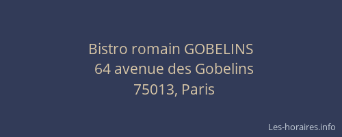 Bistro romain GOBELINS