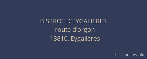 BISTROT D'EYGALIERES