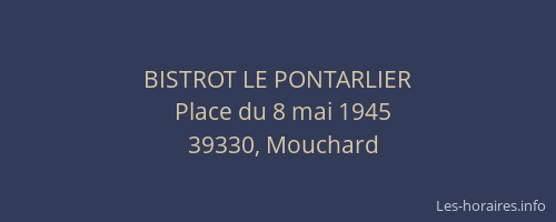 BISTROT LE PONTARLIER