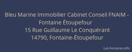 Bleu Marine Immobilier Cabinet Conseil FNAIM - Fontaine Étoupefour