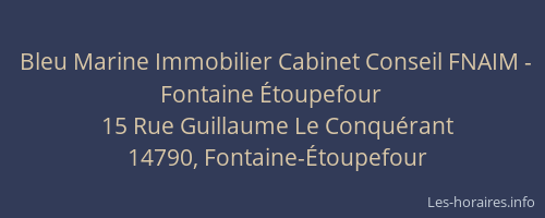 Bleu Marine Immobilier Cabinet Conseil FNAIM - Fontaine &Eacute;toupefour