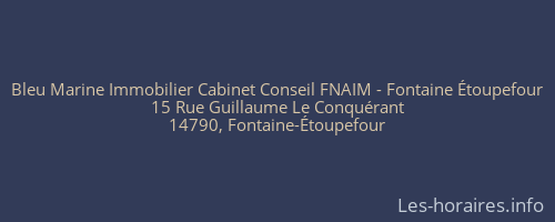 Bleu Marine Immobilier Cabinet Conseil FNAIM - Fontaine Étoupefour