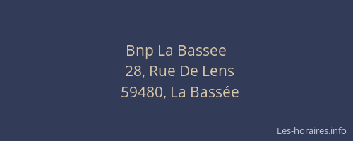 Bnp La Bassee