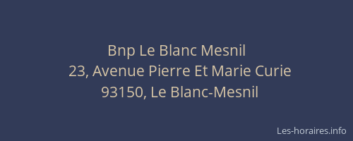 Bnp Le Blanc Mesnil