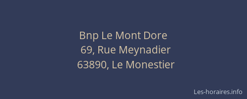 Bnp Le Mont Dore