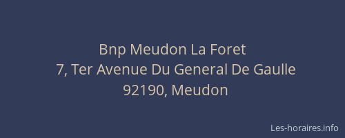 Bnp Meudon La Foret