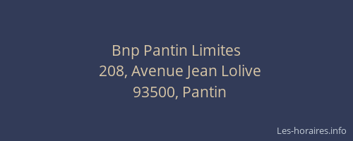 Bnp Pantin Limites