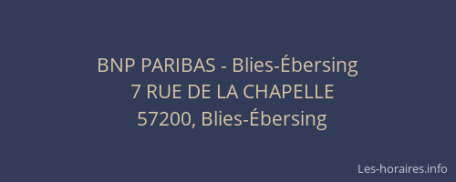 BNP PARIBAS - Blies-Ébersing