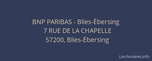 BNP PARIBAS - Blies-&Eacute;bersing