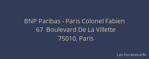 BNP Paribas - Paris Colonel Fabien