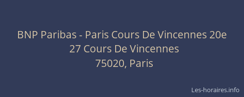 BNP Paribas - Paris Cours De Vincennes 20e