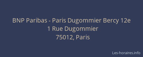 BNP Paribas - Paris Dugommier Bercy 12e