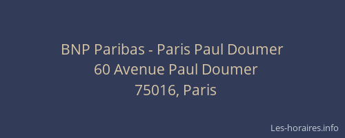 BNP Paribas - Paris Paul Doumer