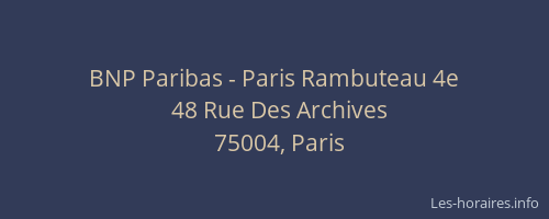 BNP Paribas - Paris Rambuteau 4e