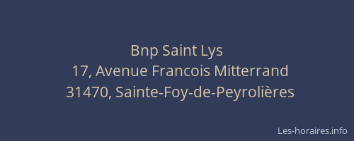 Bnp Saint Lys