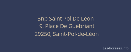 Bnp Saint Pol De Leon