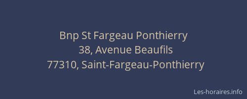 Bnp St Fargeau Ponthierry