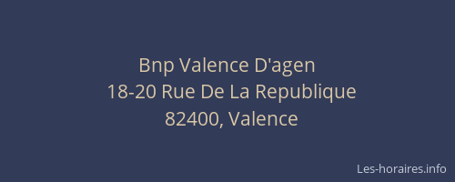 Bnp Valence D'agen