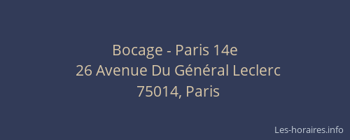 Bocage - Paris 14e