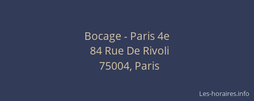 Bocage - Paris 4e