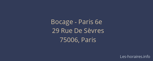 Bocage - Paris 6e