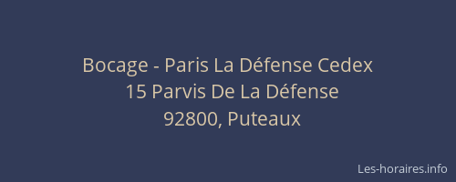 Bocage - Paris La Défense Cedex