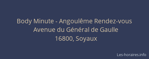 Body Minute - Angoul&ecirc;me Rendez-vous