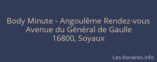 Body Minute - Angoulême Rendez-vous