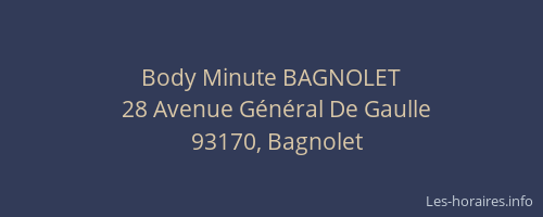 Body Minute BAGNOLET