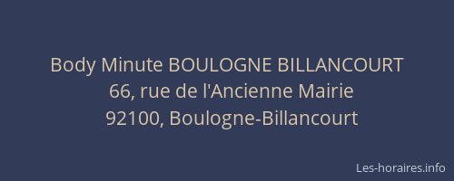 Body Minute BOULOGNE BILLANCOURT