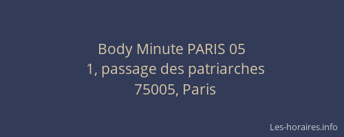 Body Minute PARIS 05