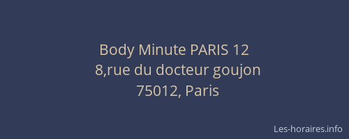 Body Minute PARIS 12