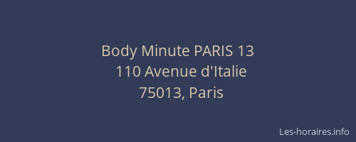 Body Minute PARIS 13