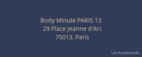 Body Minute PARIS 13